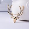 Rhinestone Christmas Badge Animal Deer Metal Brooch Unique Elk Head Brooch  Boys