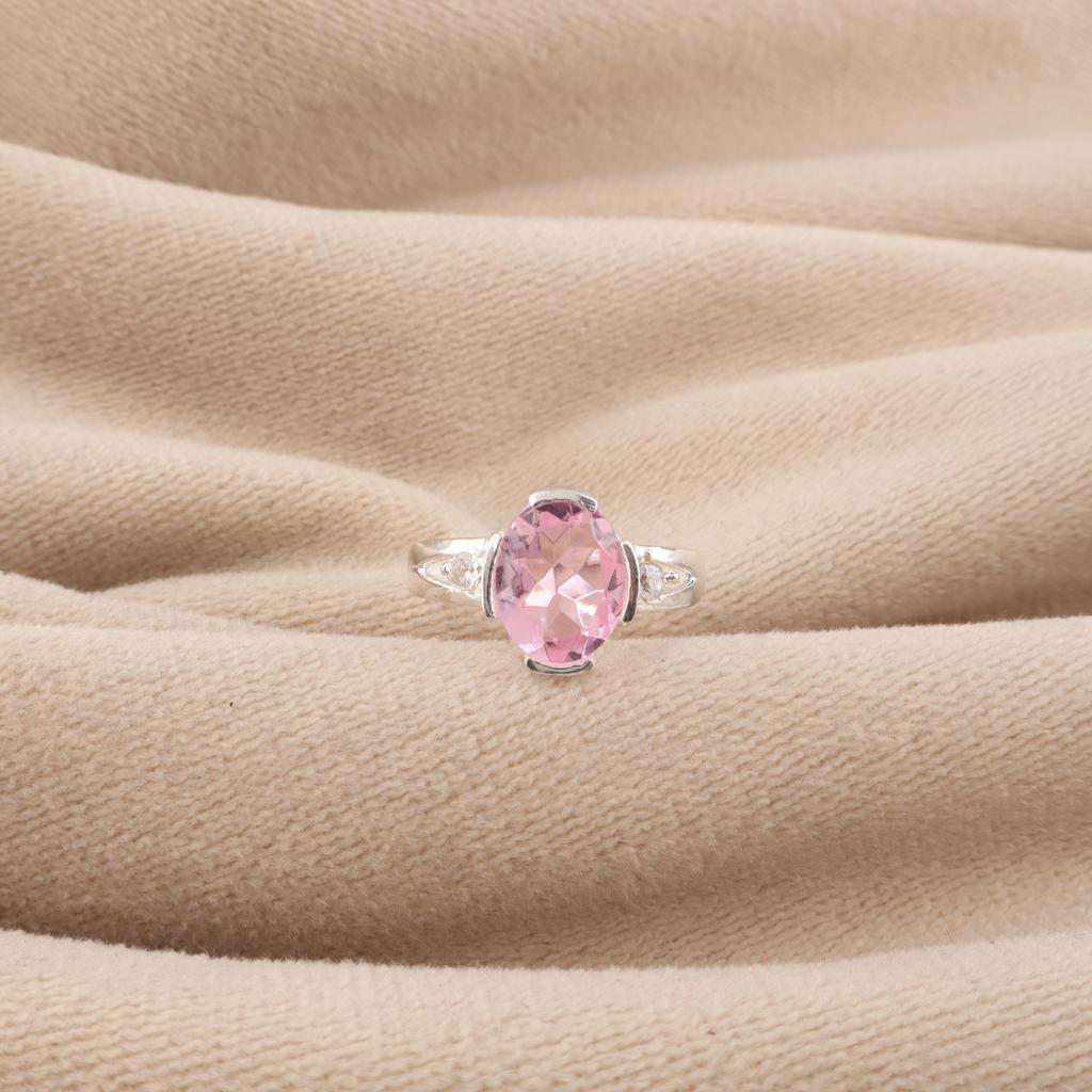 Morganite Gemstone 925 Sterling Silver Statement Ring Everyday Wear Jewelry For Women CZR-18-12