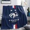 France football logo Printed Flannel Blanket, soft throw for bedroom sofa, washable,soccer fan merchandise, great gift.