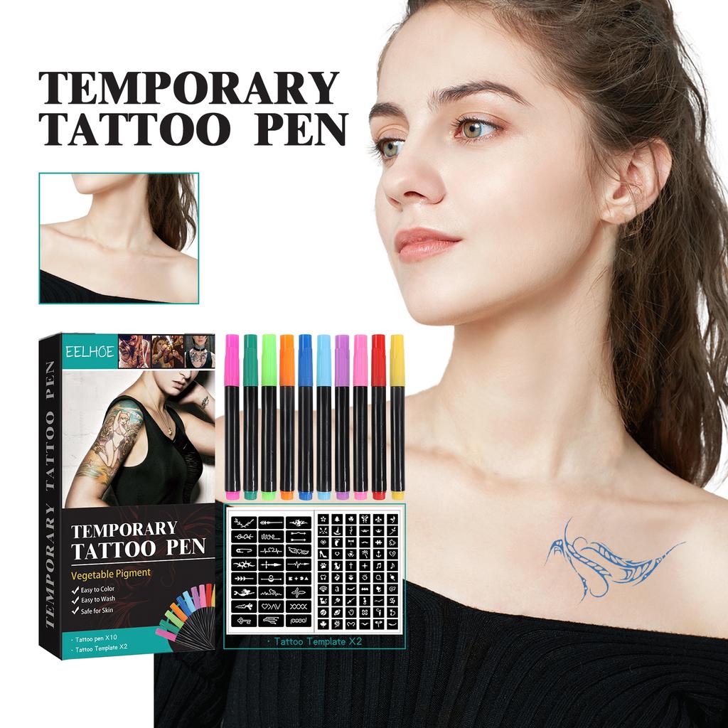 EELHOE Temporary Tattoo Pen Set - Face Arm Body Multi-Color Paint DIY, Creative Graffiti Decorative Tattoo Pen