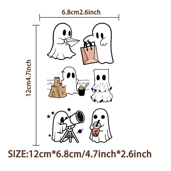 10Pcs Halloween Cute Ghost Temporary Tattoo Stickers Cartoon Horror Tattoos Stickers Waterproof Funny Decals For Kids Gift