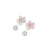 Korean Style Silver Needle Zirconia Enamel Flower & Pearl Earrings - Elegant, Light Luxury Accessories for Women