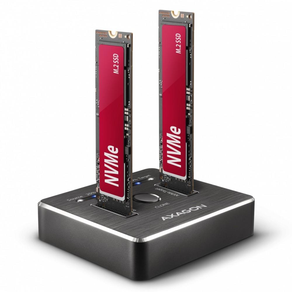 Dockingstation ADSA-M2C, USB-C 3.2 Gen 2 - 2x M.2 NVMe SSD CLONE MASTER schwarz