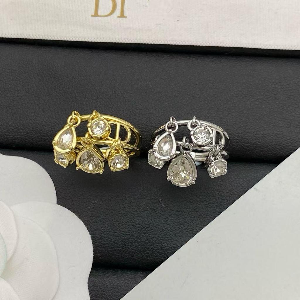 Fashion Dika Women's Three-Layer Plus Pearl Open Finger Ring with Exaggerated Design