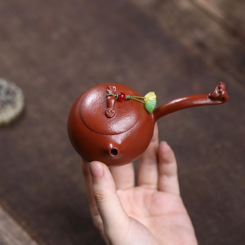 

90ml Traditional Yixing Purple Clay Teapots Handmade Side Handle Xishi Pot Raw Ore Zhu Mud Kettle Chinese Zisha Tea Set Supplies
