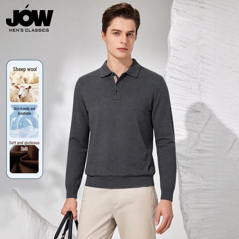 JOW Men's Merino Wool Long-Sleeve Polo Shirt