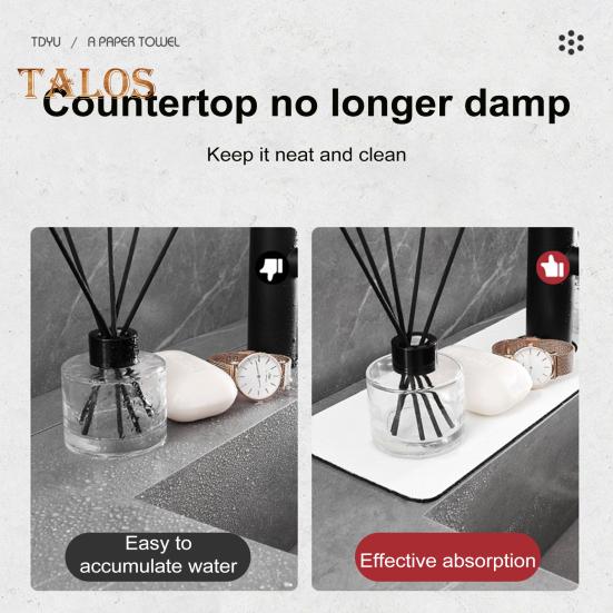 Diatomitová podložka pod vodovodní baterii Multifunkční podložka na ochranu proti stříkající vodě u dřezu Rychleschnoucí kamenný podnos pohlcující vodu pro organizaci koupelny v kuchyni