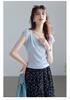 Light Oxygen Shallow Summer Lyocell Shoulder Drawstring Knitted Shirt