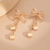 Französischer Schleifenquasten-Perlenketten-Ohrring Kreativer Silber-Gold-Farbiger Damen-Herzanhänger Lange Ohrringe Schmuckzubehör 2025