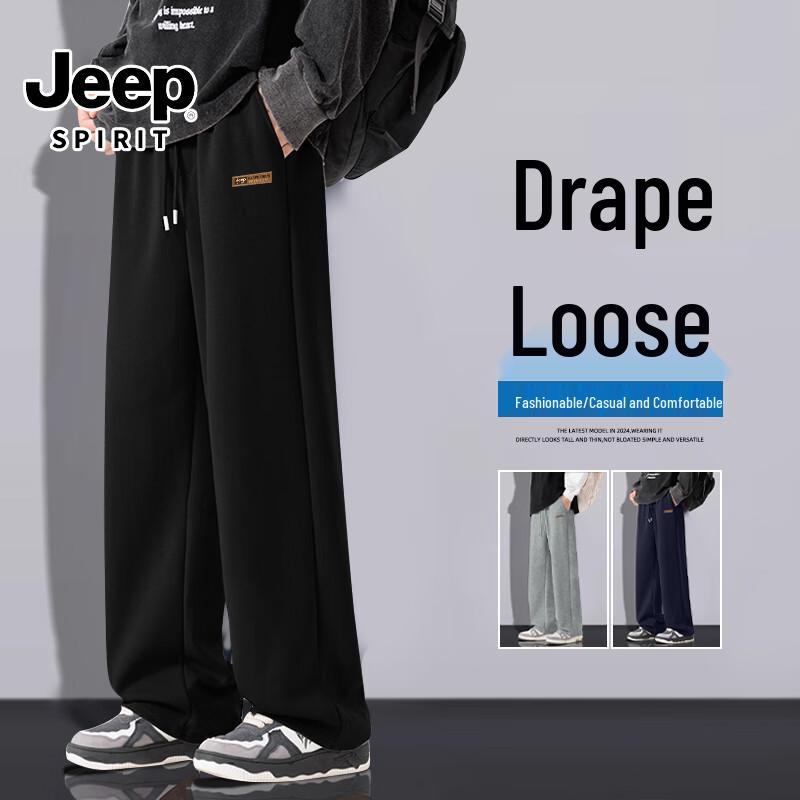 JEEP SPIRIT Men's High-Street Straight-Leg Casual Trousers