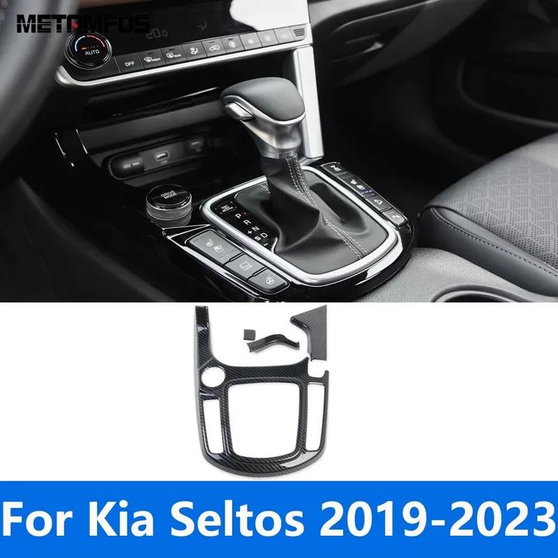 Накладка на панель рычага переключения передач центральной консоли для Kia Seltos Аксессуары из углеродного волокна Стайлинг автомобиля