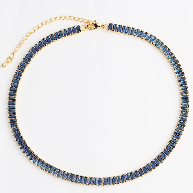 Women's Gold Colorful Choker Necklace Shiny Rainbow Crystal Zircon Tennis Chain Statement Jewelry Dropshipping