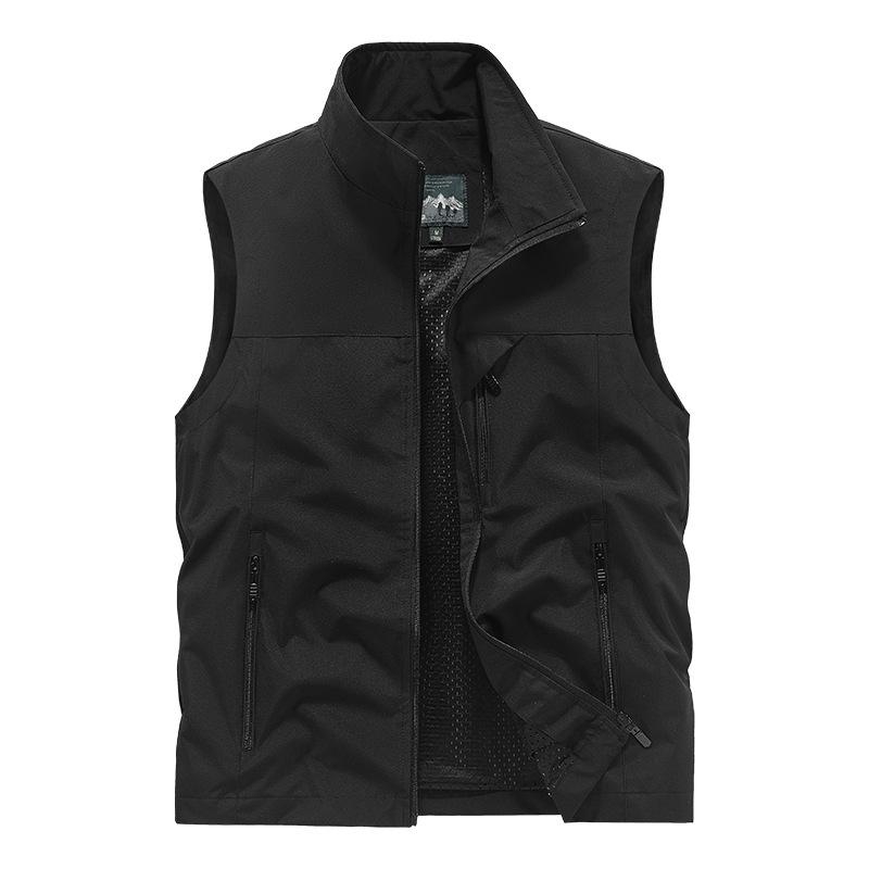 Herren-Outdoor-Weste mit Stehkragen und mehreren Taschen - Ärmellose Jacke für Frühling/Sommer zum Angeln & Fotografieren