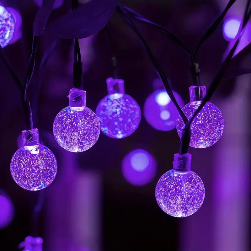 

1pc 20/30 LED Halloween Solar Crystal Globe String Lights with 8 Lighting Modes Purple/Blue For Home Garden Patio Yard Decor 5M20LED фиолетовый