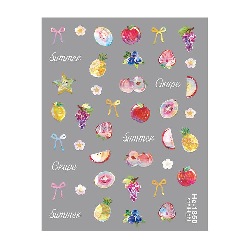 Redanco 5D Embossed Nail Stickers - Fruit Design: Watermelon, Pear (HE1852)