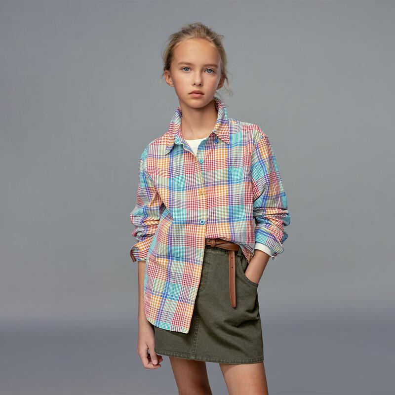 ELLE KIDS Girls  Plaid Long Sleeve Shirt 165