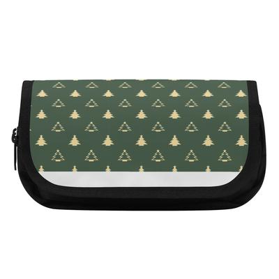 Pencil Bag Durable 300D Polyester Large Capacity Zipper Closure with Double Compartments for School Office Travel for Students