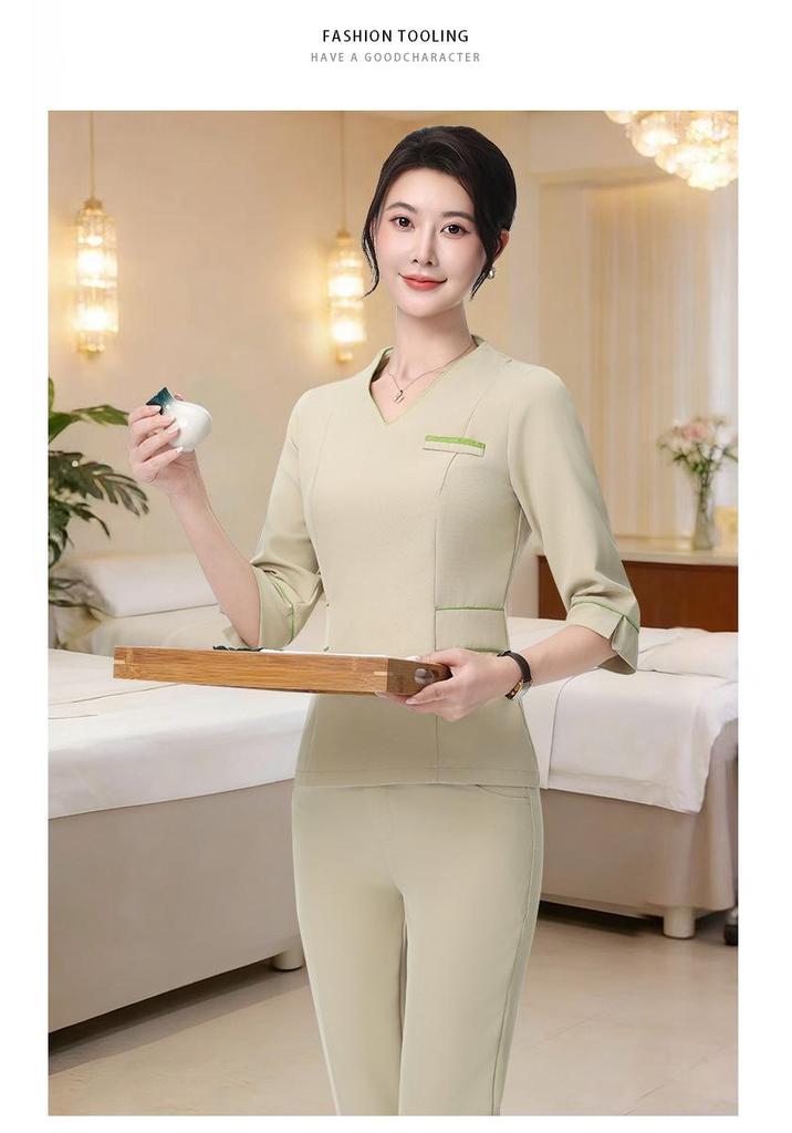 Women's Elegant Short Sleeve Spa Technician Uniform Set 2026