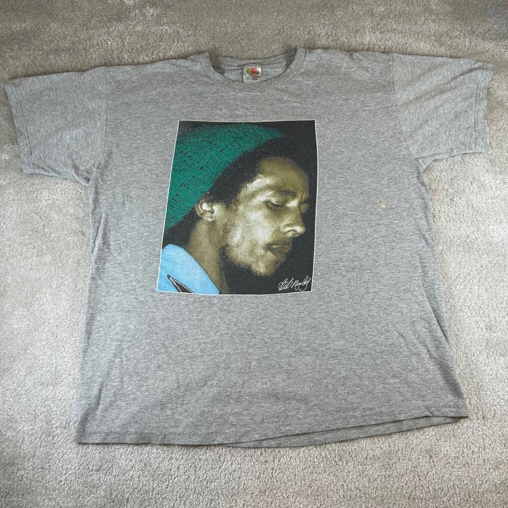Vintage 90s Bob Marley Big Head Graphic T-shirt Men's XL Reggae Music Rap Tee