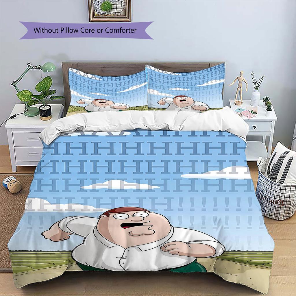 Peter Griffin Pattern Bedding Home Decoration Birthday Gift ( 1 Duvet Cover + 2 Pillowcase, Without Core),fan Merchandise.