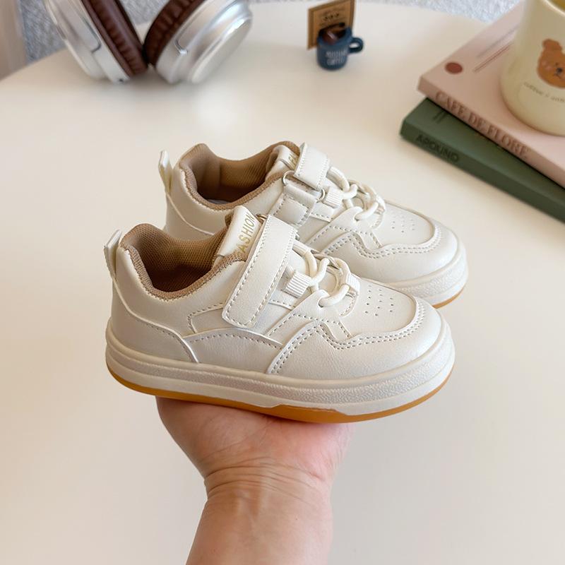 2025 spring new children's low-top little white shoes boys and girls breathable casual Velcro non-slip and wear-resistant students