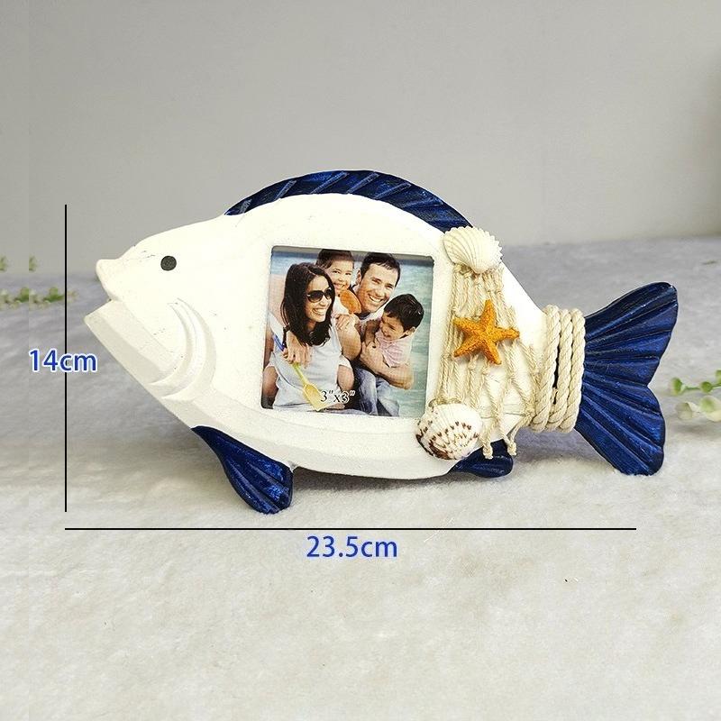 Scallop Fish shaped Starfish Photo Frame, 3-inch Wedding Photo Frame Stand, Display Platform, Home Decoration Decoration Ornament