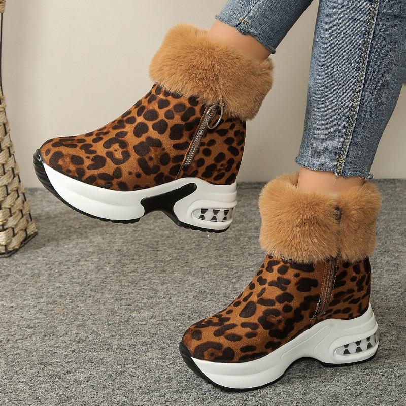Women S Winter Warm Side Zip Snow Boots Platform Wedge Faux Fur Lined Shoes