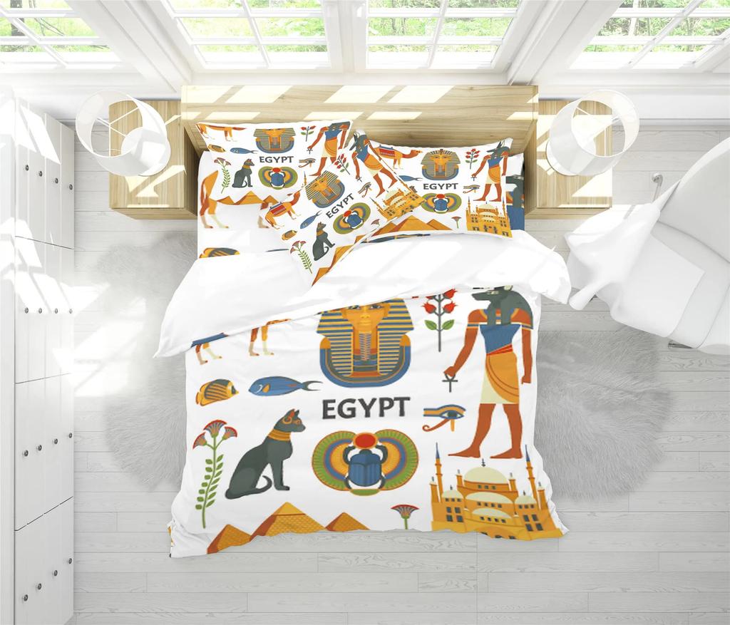 Egyptian Themed Duvet Cover Sets For Teens Adults Quilt Covers Lightweight Down Room Decor 2 Pillowcases 1 Duvet Cover No Quilt