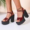 Comemore Summer New High-heeled Sandals for Women Leather Thick Sole Buckle Strap Ladies Shoes Platform Sandales Femmes