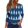 Women's Fashion Casual Seven Split Sleeve Burst Vintage Floral Print Pullover Top