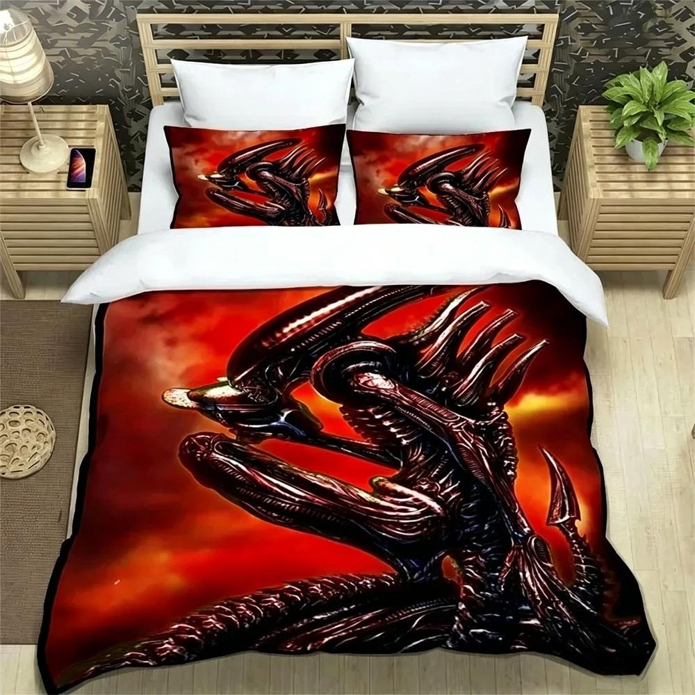 Set Biancheria da Letto Alieno Stampa 3D, Copripiumino Piumone Set Letto Coperta Trapuntata Federa, Taglia King Queen Twin Bambini Ragazze Adulti