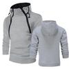 Mens Hooded Fleece Pullover Sweatshirt With Dual Zipper Placket Colorblock Design