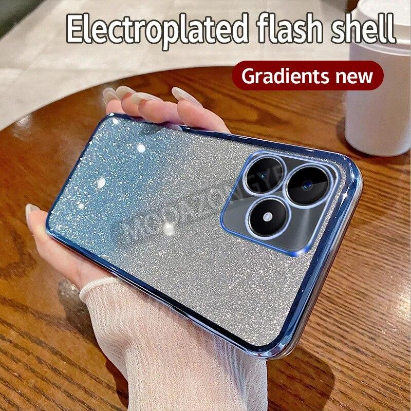 

Чехол для Realme C51, гальванический мягкий блестящий чехол из ТПУ, чехол для телефона Realme C51 RMX3830, для девочек и женщин Realme C51