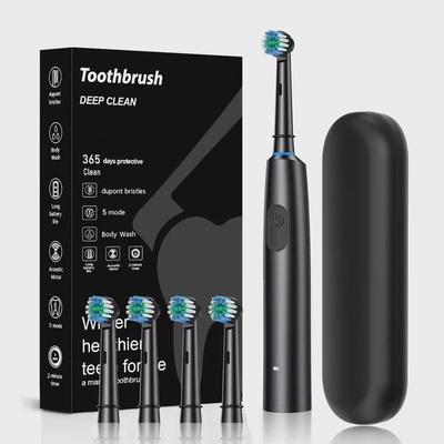 Rotating Round Head Electric Sonic Toothbrush for Adults with USB Charging