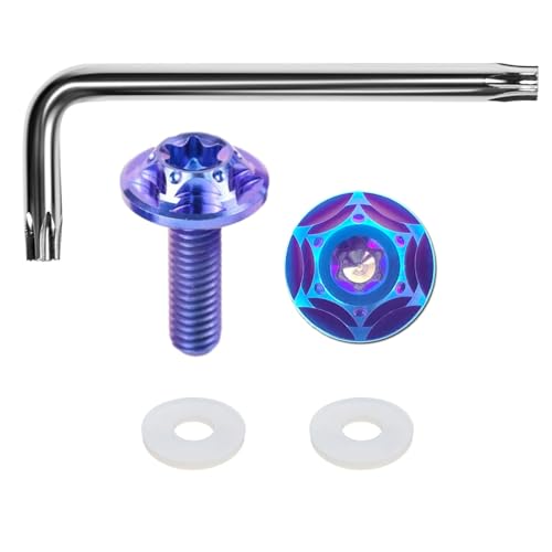 

Болты для номерного знака HiLiBoom M6 Противоугонные винты Титановый сплав Дизайн «Снежинка» для автомобилей Набор из 2 штук (синий)