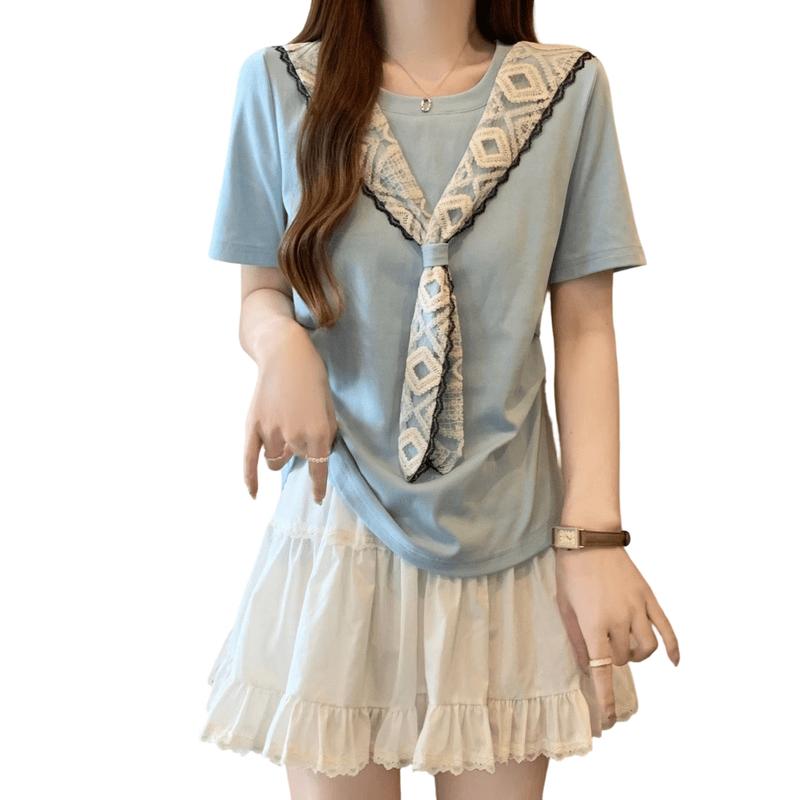 La Chapelle Women s French Lace Shawl T-shirt L
