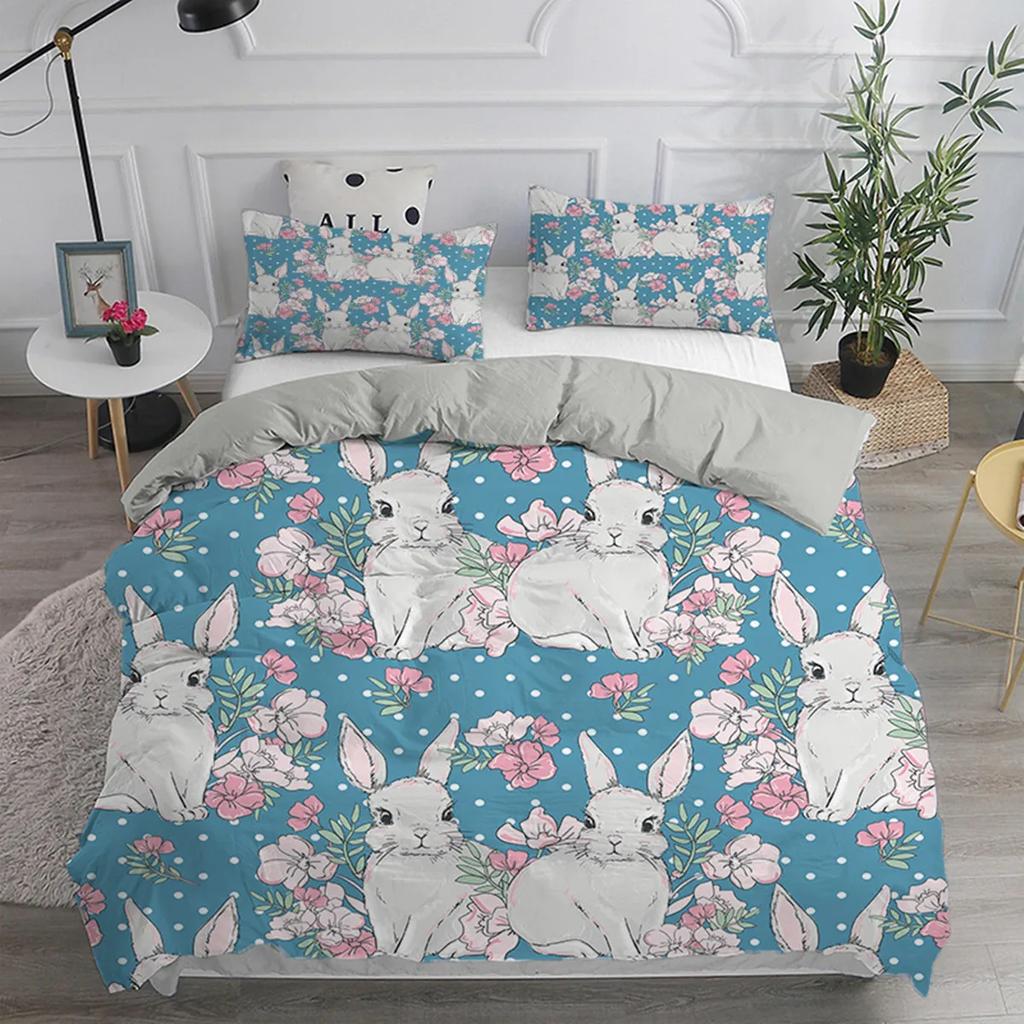 Comforter Cartoon Rabbit For Children Girl Boy Gift Bunny Polyester Cartoon Animals Theme For Bedroom Decorations