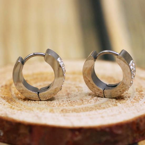 1 Pair Ear Studs Stylish Punk Style Titanium Steel Tiny Round Circle Small Stud for Party