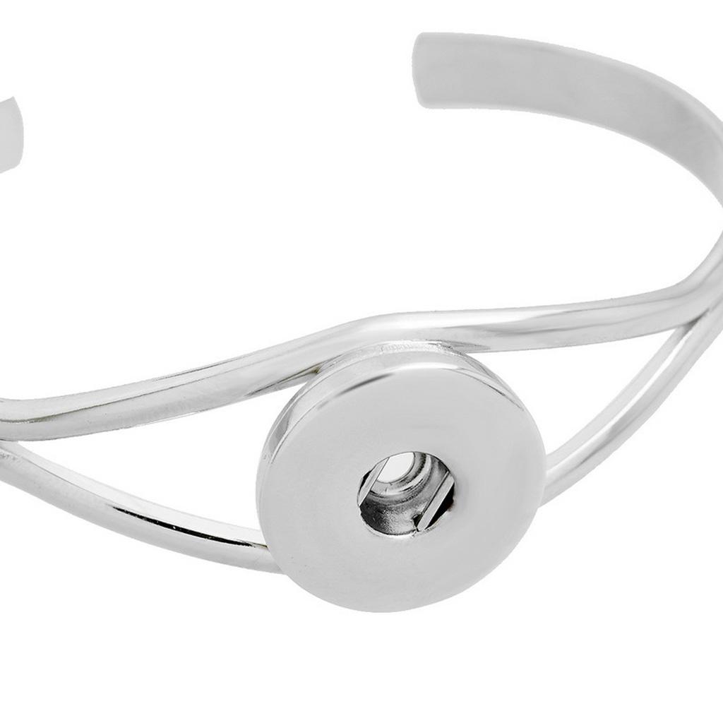 Bracciale Rigido con Charm in Lega Argentata con Bottone a Pressione Singolo si adatta a Noosa