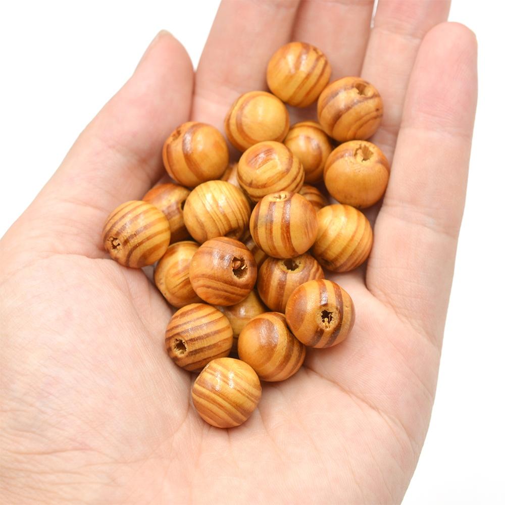 Kerek Tuja Fa Csíkos Gyöngyök Környezetbarát Fa Laza Távtartó Gyöngyök Ékszerkellékek Készítéséhez DIY 6-30mm