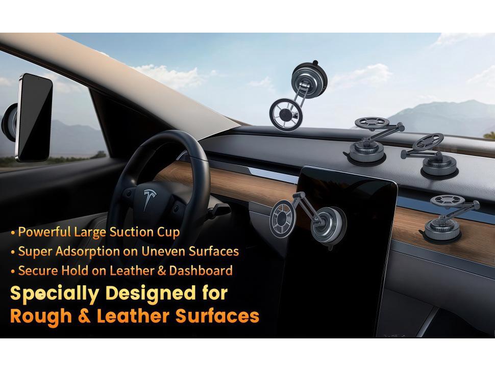 Magnetic Car Phone Holder with Strong Suction and 360° Adjustable Arm for Dashboard & Windshield