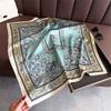 Elegant Retro Floral Print Silk Scarf Square Scarf Premium Shawl Sunscreen Neck Small Square Scarf Headscarf Women's Scarf