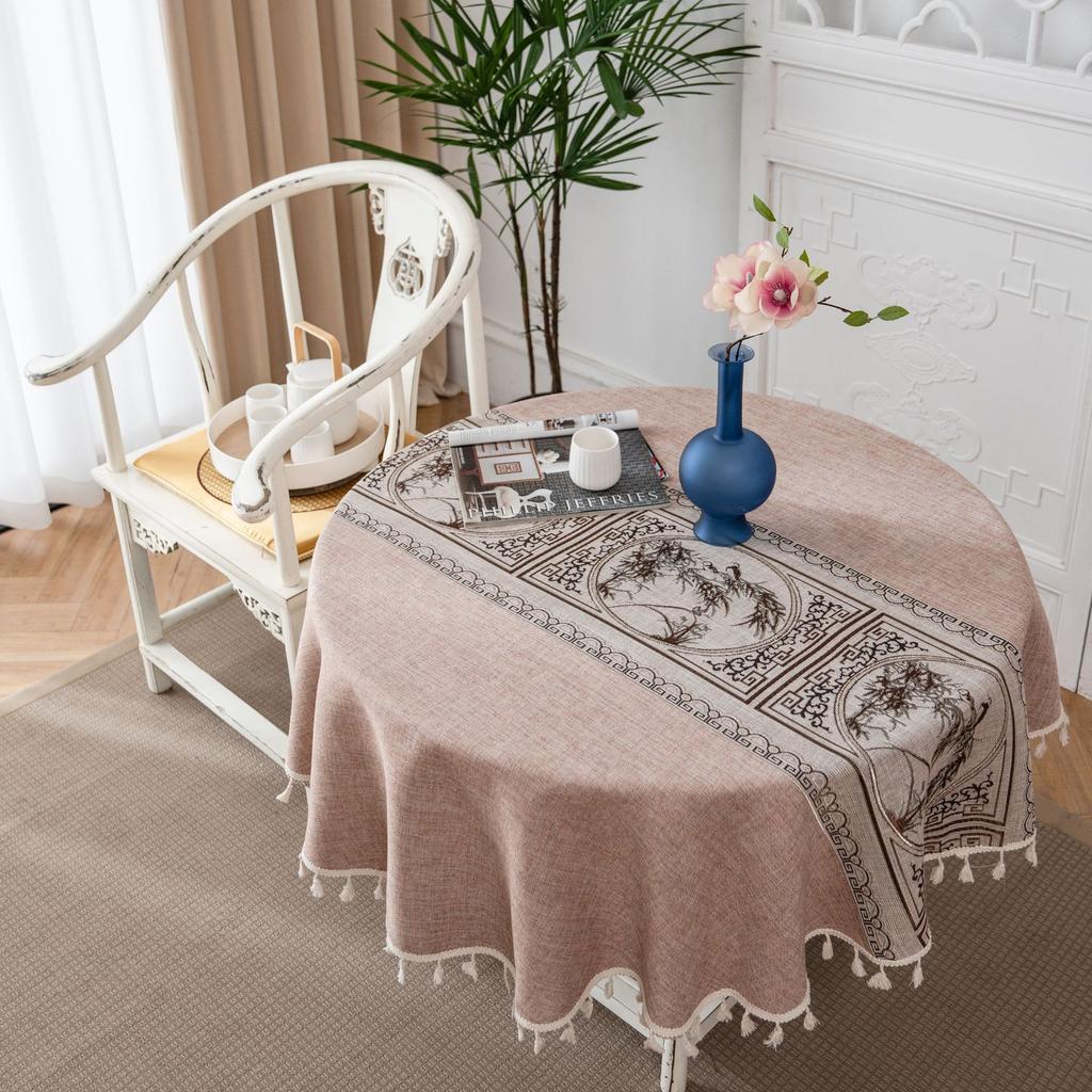 Nappe Style Japonais Coton et Lin Petit Frais Littéraire Table Ronde Table Basse Table à Manger Tissu Rectangle