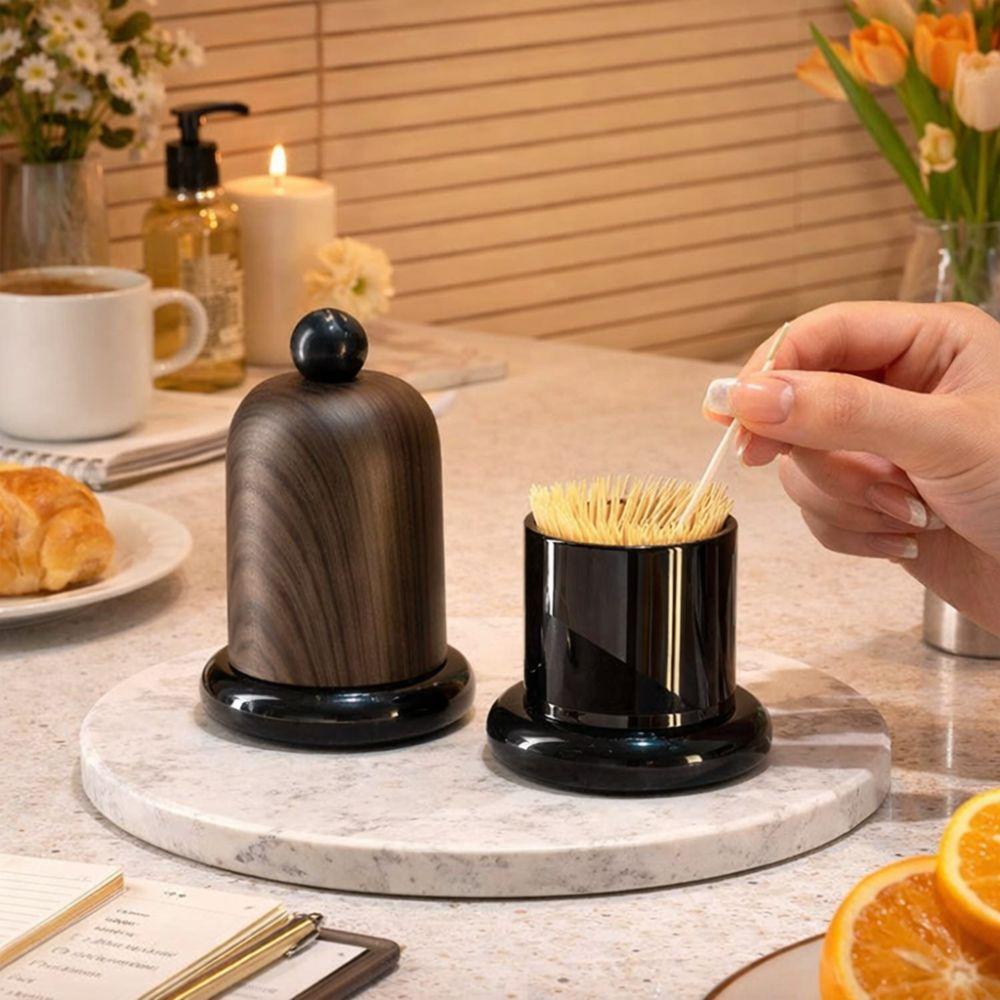 Retro Toothpick Holder with Ball Top Cotton Swab Storage Box Toothpick Box  Living Room Decor