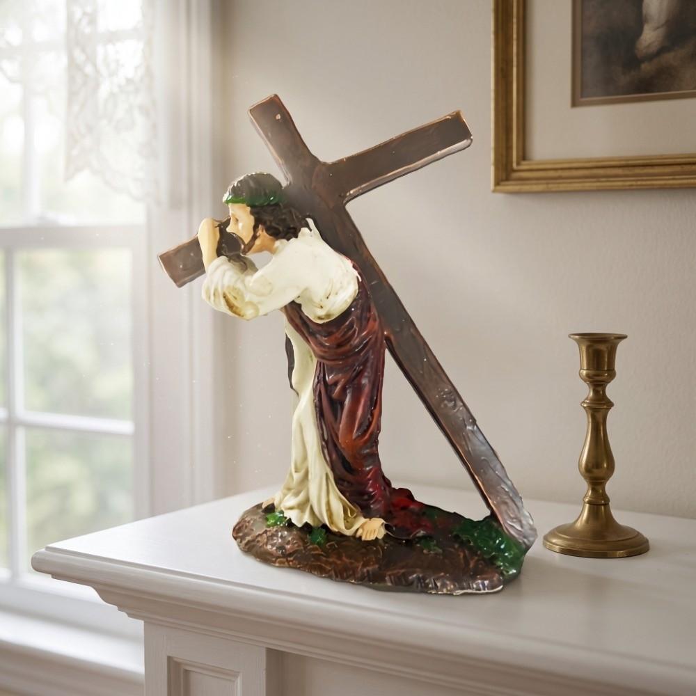 Resin Cross Sculpture Resin Table Ornament Entryway Counter Small Figurine