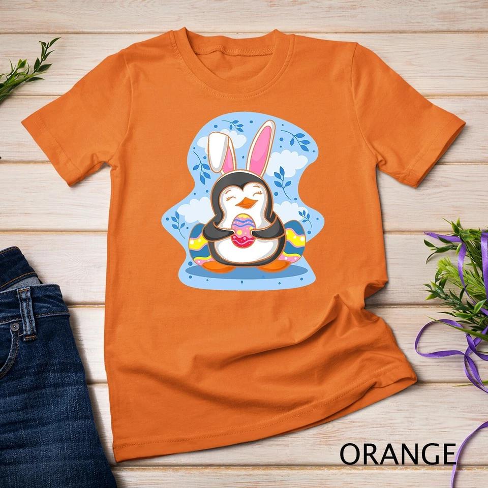 Easter Penguin Holding Egg Cute Bunny Ears Penguin Lover T-Shirt Unisex T-shirt 6 S