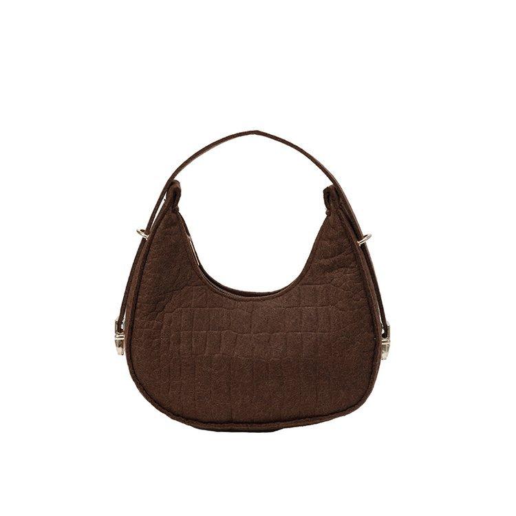 

Underarm handbag Solid color women s bag Felt cloth bag New hand carry Casual shoulder hand bag коричневий