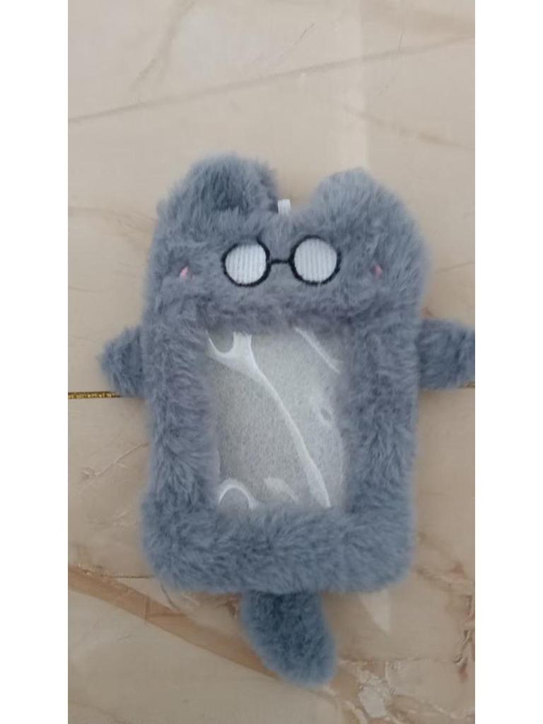 Chaveiro de Mochila de Pelúcia de Animal Fofo e Porta-Cartões - Pingente de 3 Polegadas para Fotos e Cartões