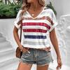 women fashion v neck short sleeve 3d stripe print t shirt summer comfortable sportwear tops
