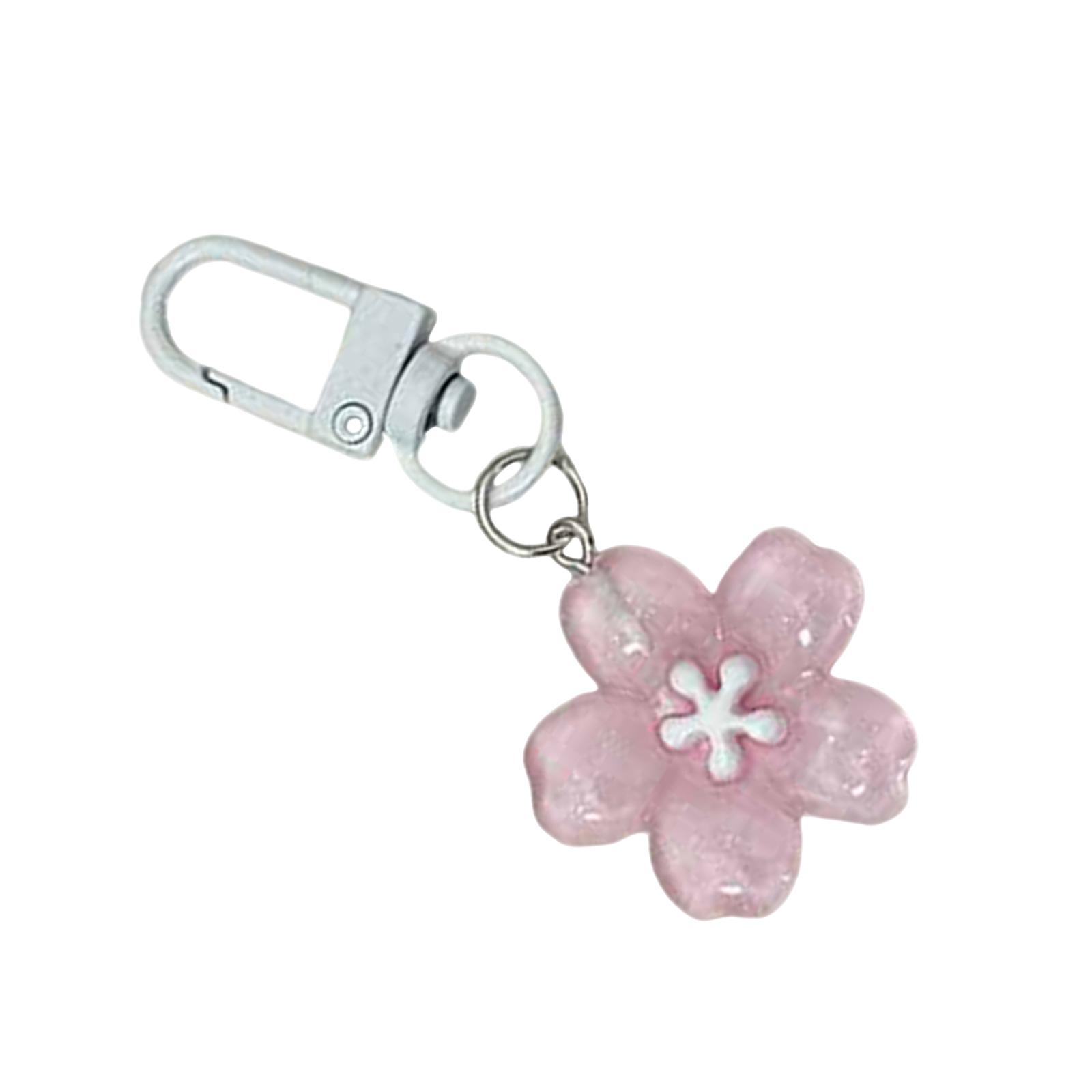 

Элегантный брелок из смолы с цветущей сакурой со съемным карабином для ключей, кошельков и для подарка розовый